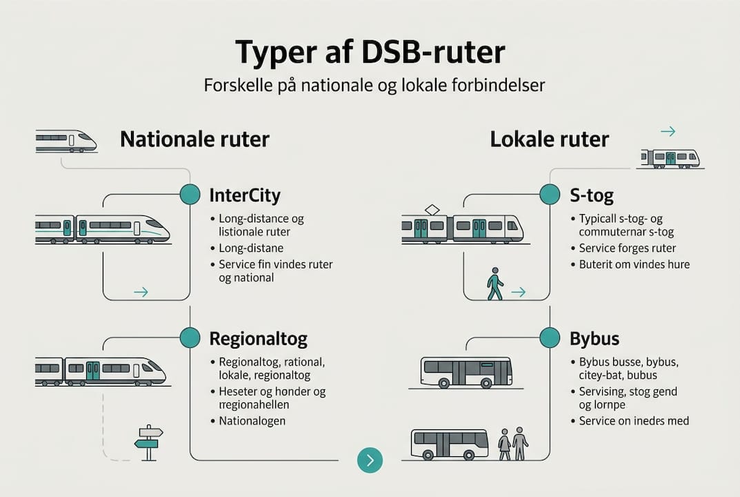 Grafisk oversigt over DSB’s landsdækkende og lokale togforbindelser