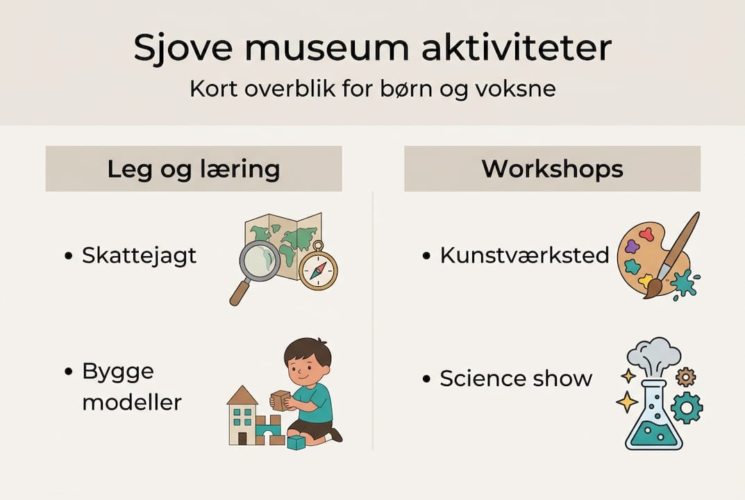 Oplev sjove og lærerige museumsaktiviteter for børn – alt samlet i en overskuelig infografik