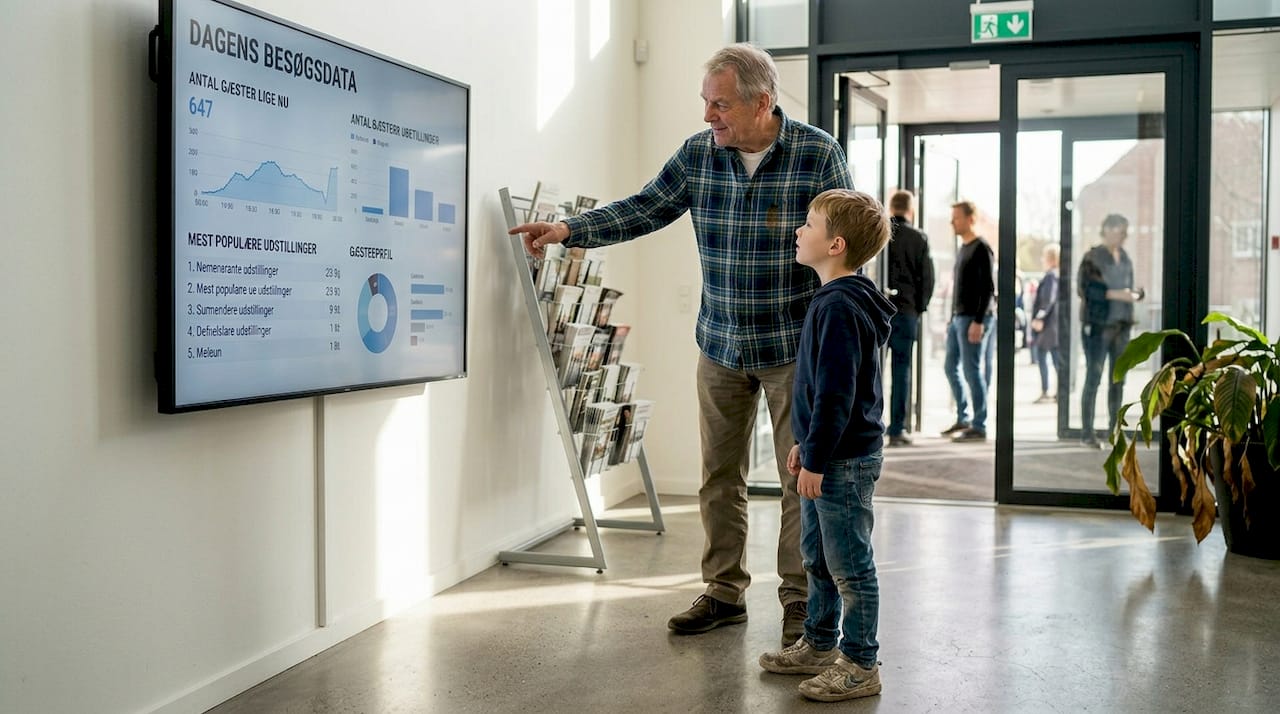 Museets gæster kigger på besøgsstatistikken