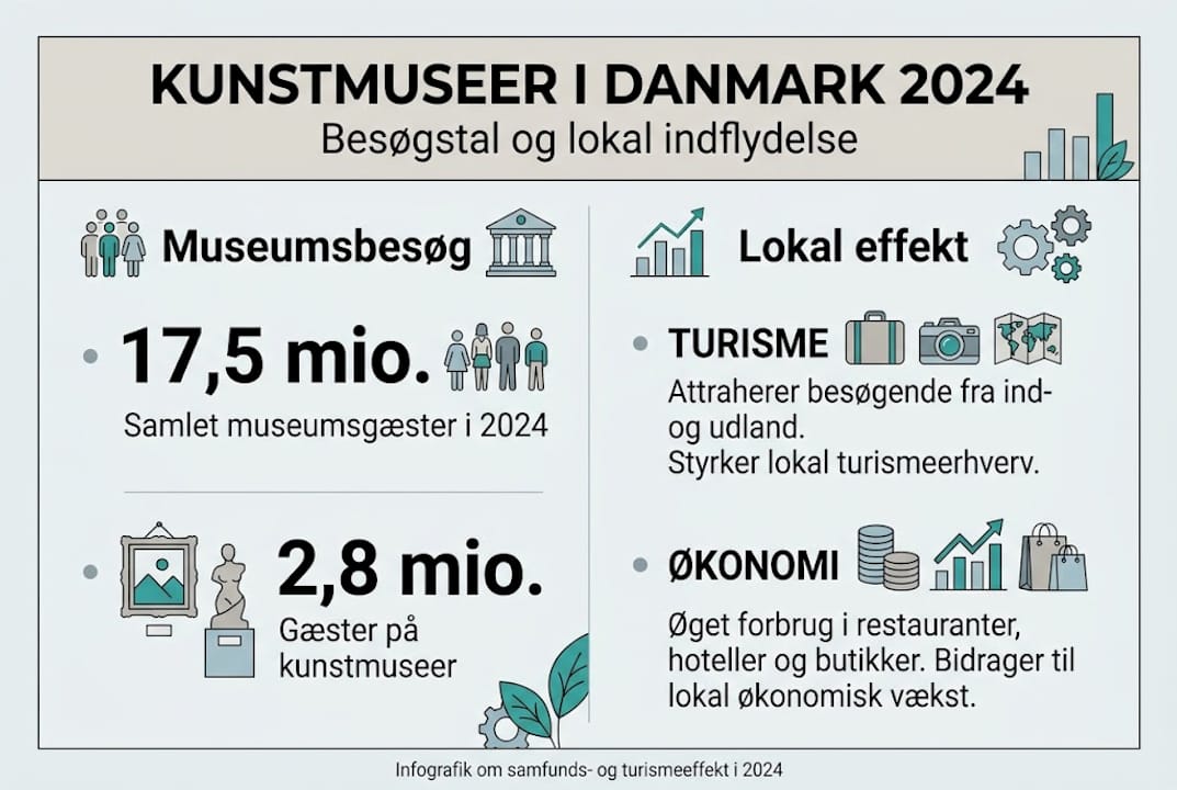 Grafisk oversigt: Besøgstal og betydning af danske kunstmuseer