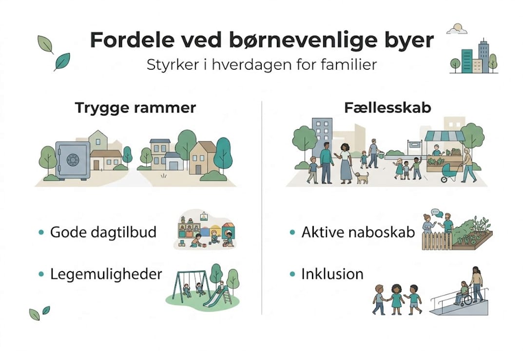 Infografik: Derfor er byen et godt valg for børnefamilier