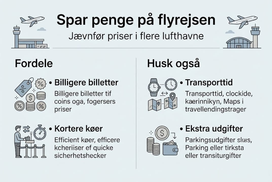 Grafik: Derfor kan det betale sig at vælge alternative lufthavne