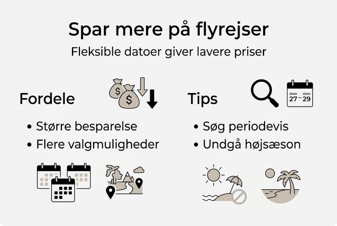 Infografik: Du kan spare penge ved at være fleksibel med dine rejsedatoer
