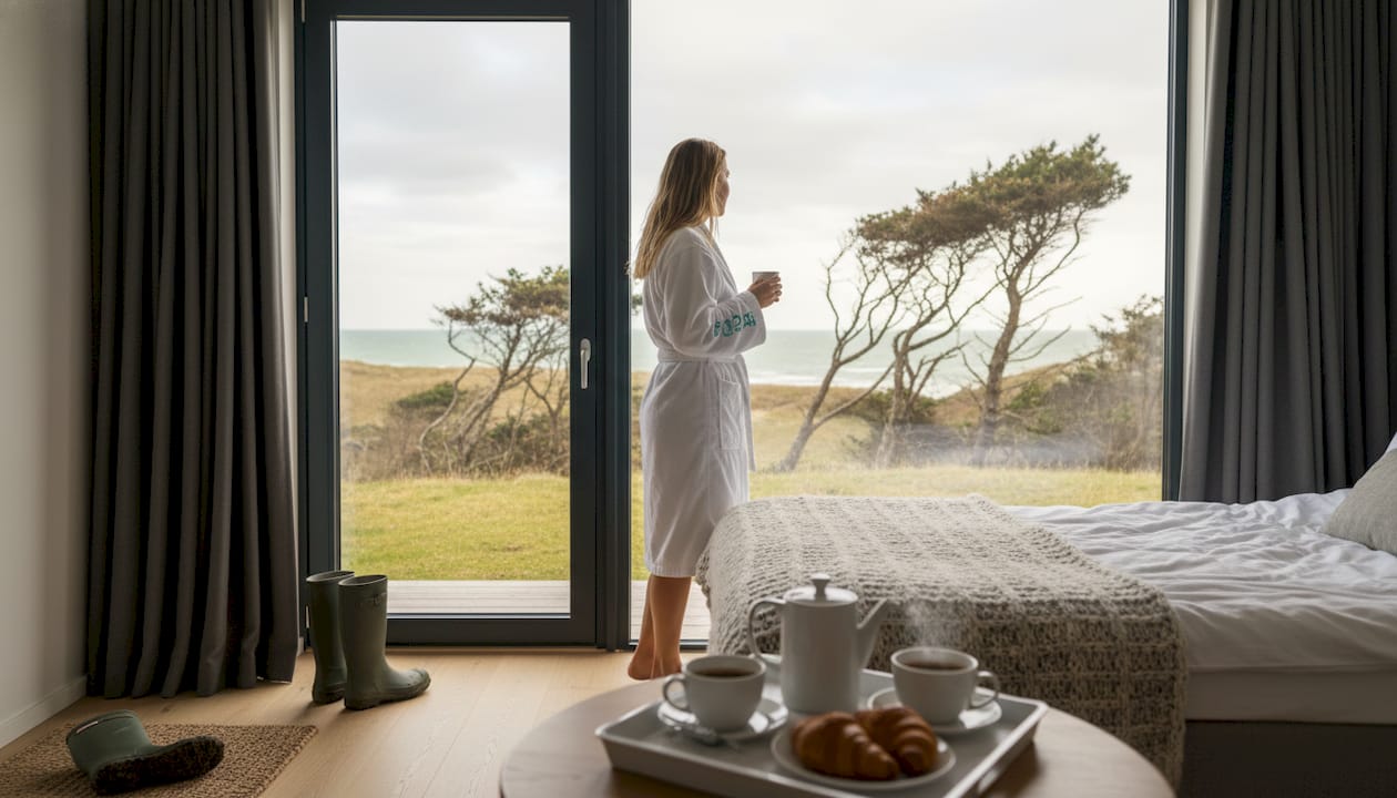 Gæsten nyder roen og den smukke naturudsigt på det hyggelige boutiquehotel.