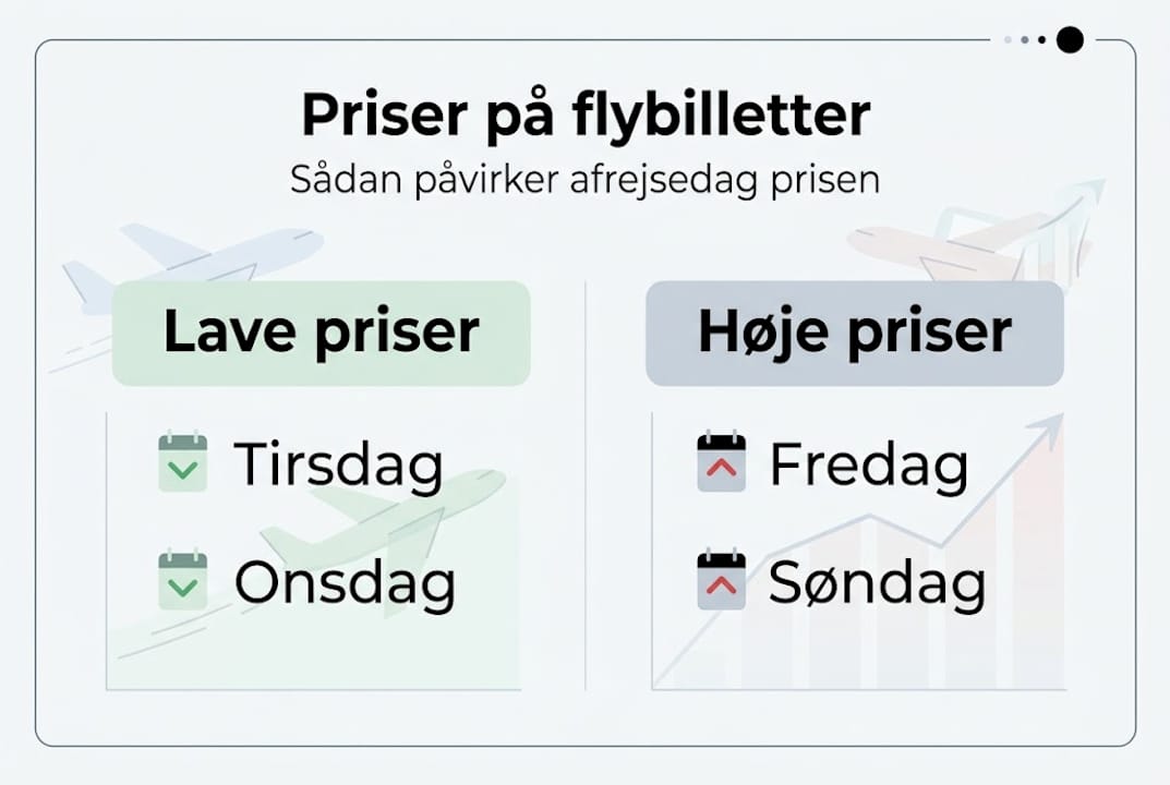 Oversigt: Sådan varierer flybilletpriser alt efter ugedag