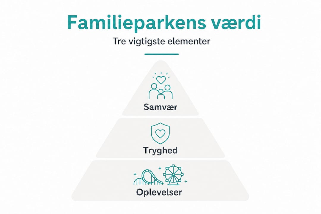 Pyramidegrafik, der viser de centrale værdier i familieparken