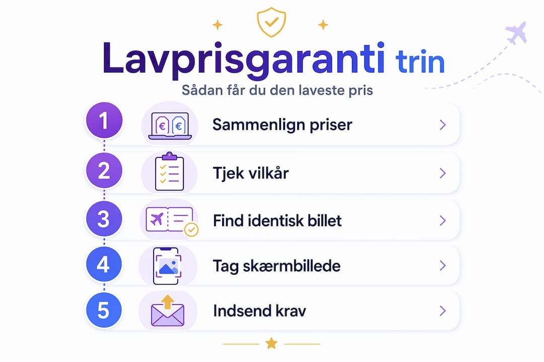 Grafisk oversigt: Sådan fungerer vores prisgaranti – trin for trin