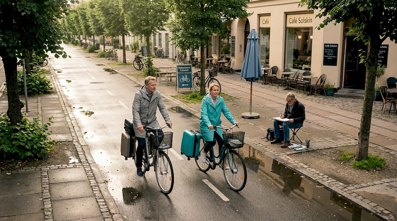A couple of bicycles side by side on one of Copenhagen's bike lanes.