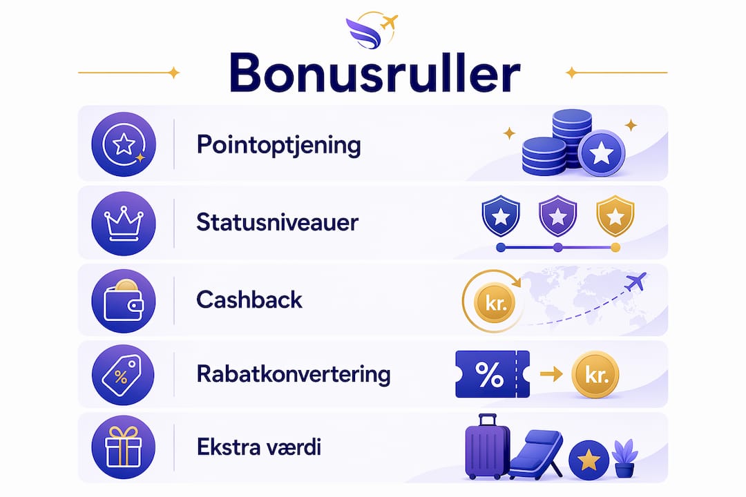 Infografik, der giver et samlet overblik over, hvordan bonusordninger fungerer og hvilke roller de spiller