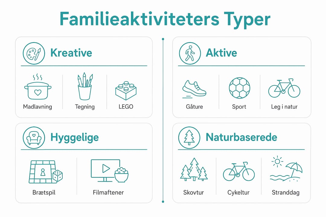 Oversigt: Forskellige slags familieaktiviteter samlet i temaer