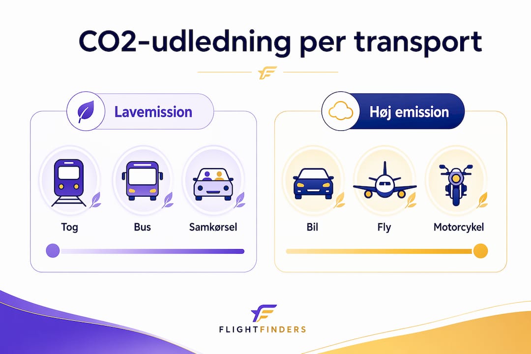 Grafisk oversigt over, hvor meget CO2 forskellige transportformer udleder