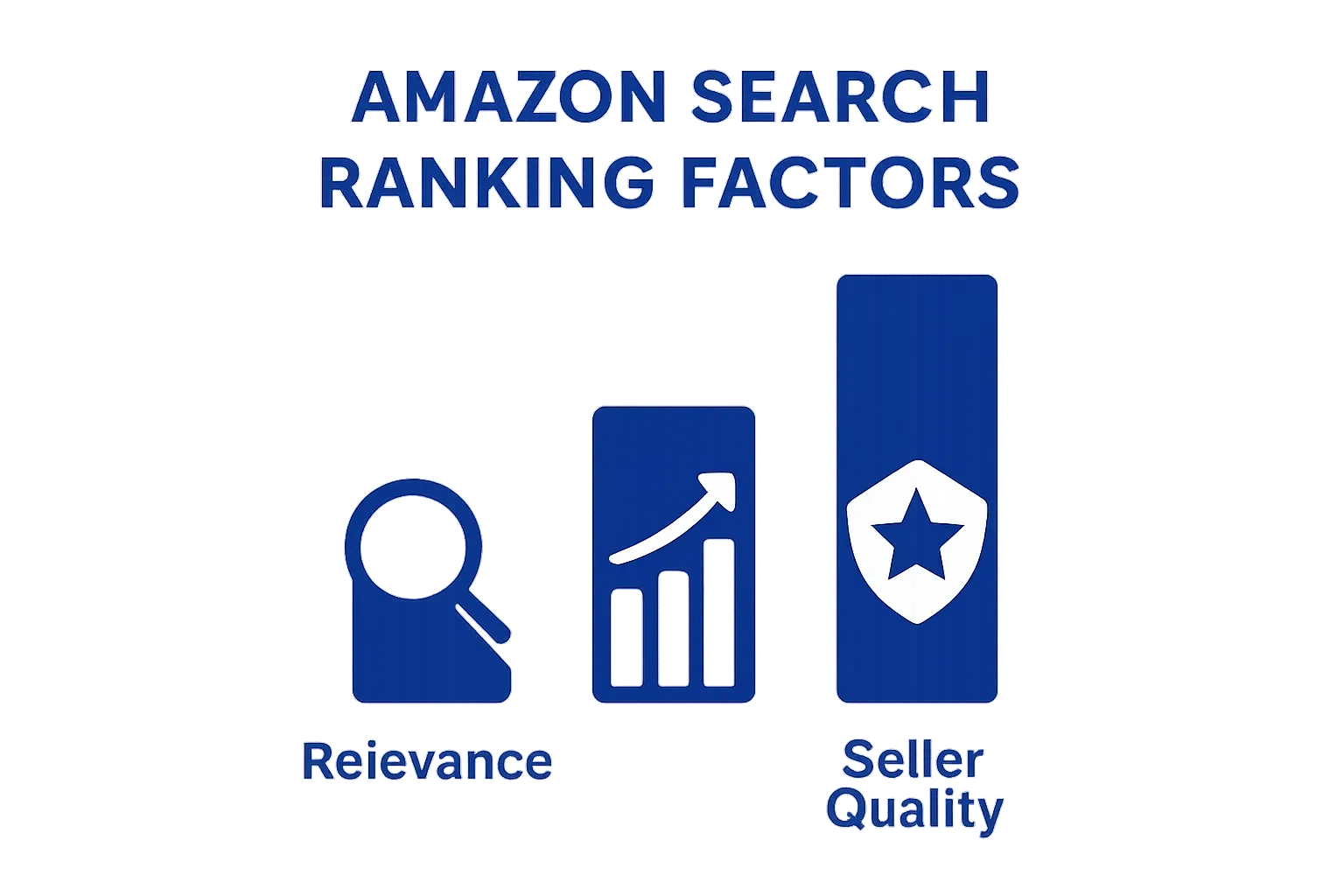 Amazon ranking factors comparison graphic: relevance, performance, seller quality