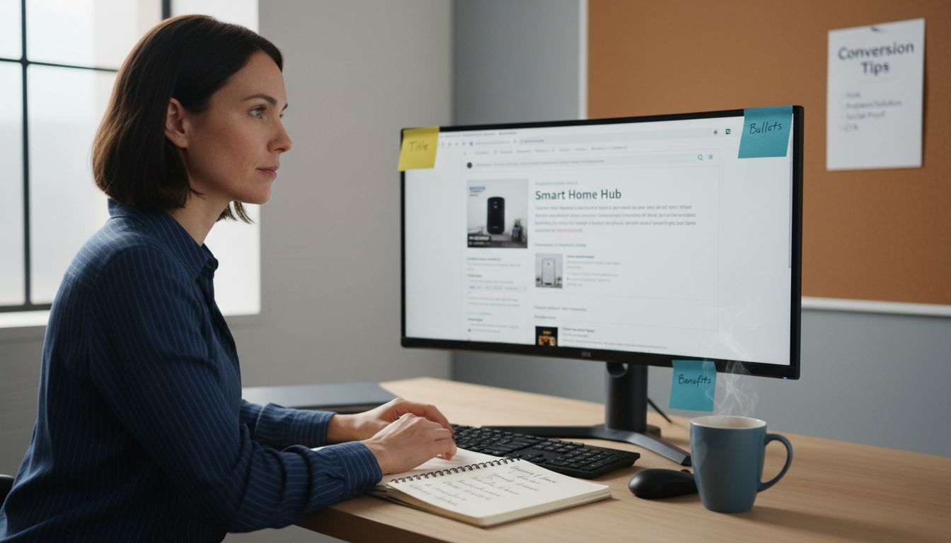Editor refining Amazon listing copy