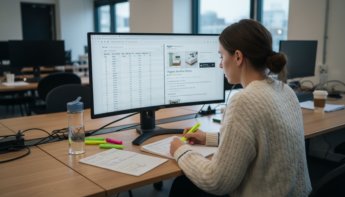 Coworker optimizing Amazon product listings