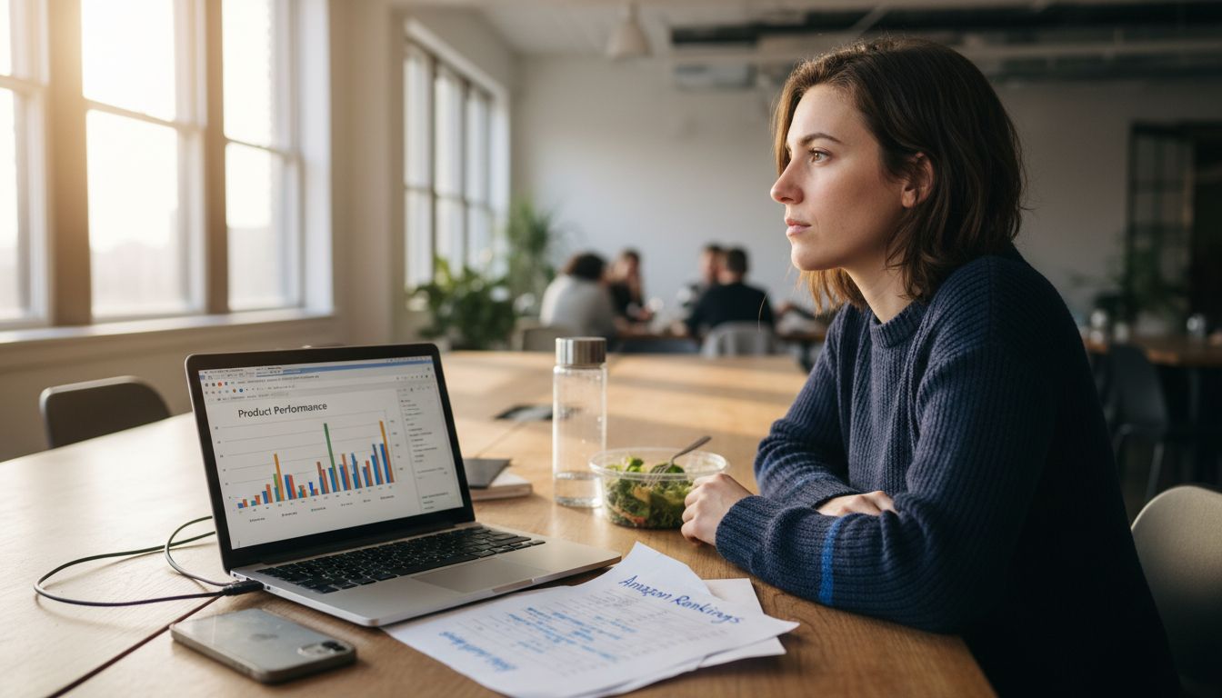 Seller reviewing Amazon sales ranking chart