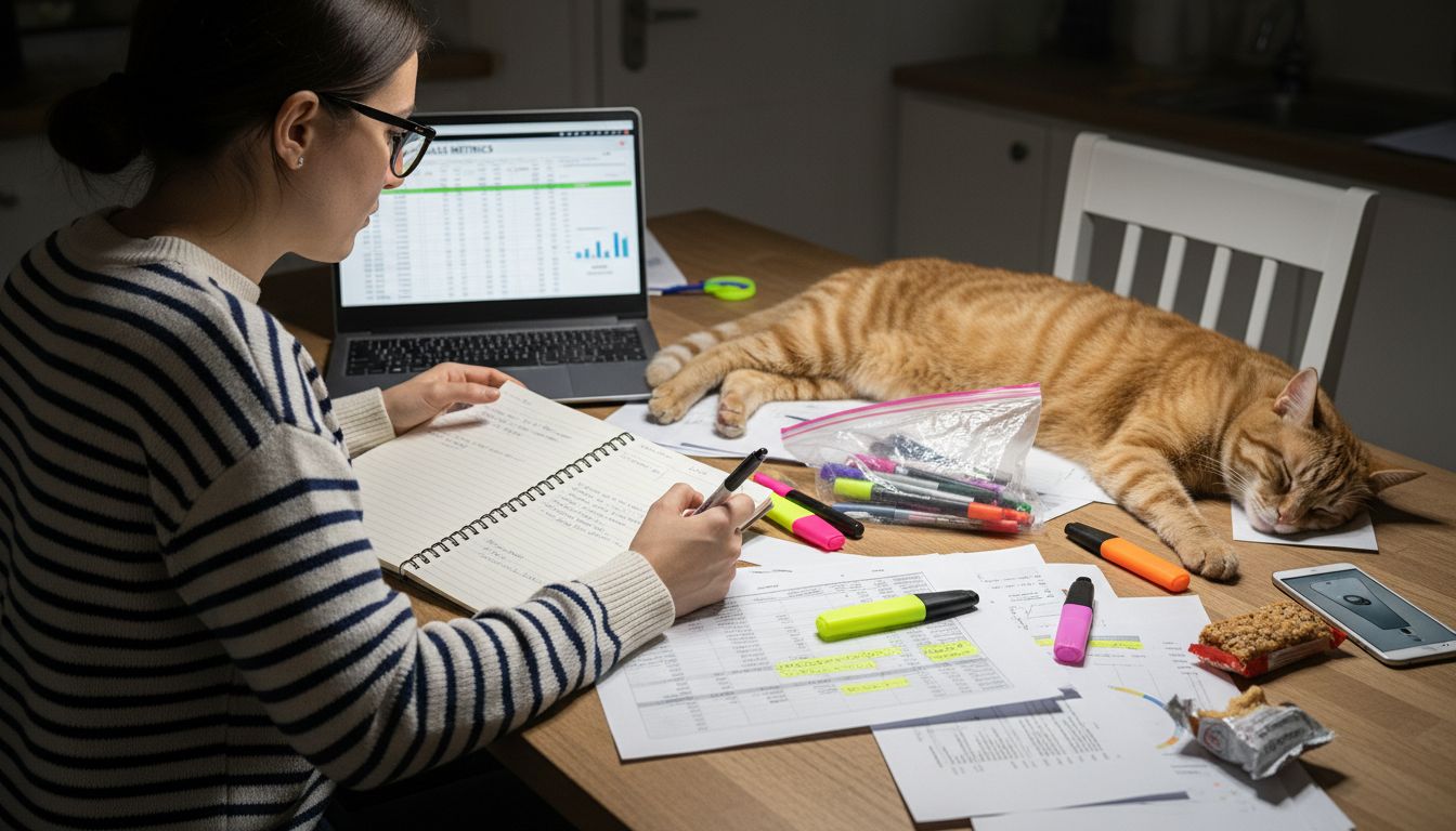 Seller researching Amazon ranking factors at table