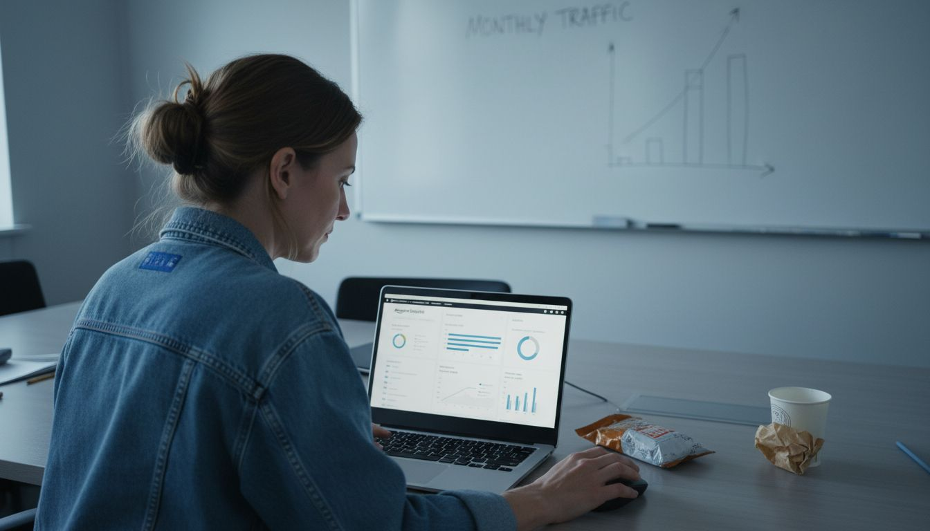 Seller reviewing Amazon Storefront analytics dashboard
