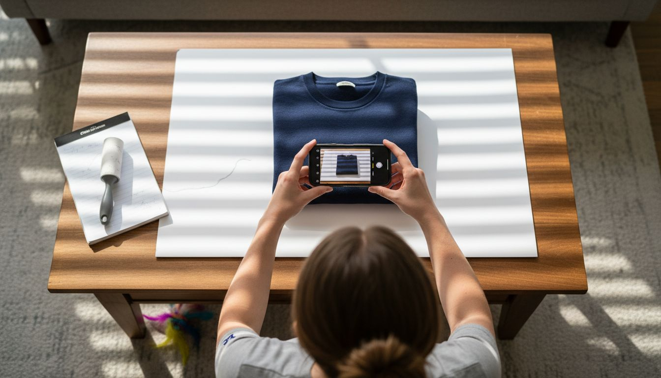 Photographing product on white background at home