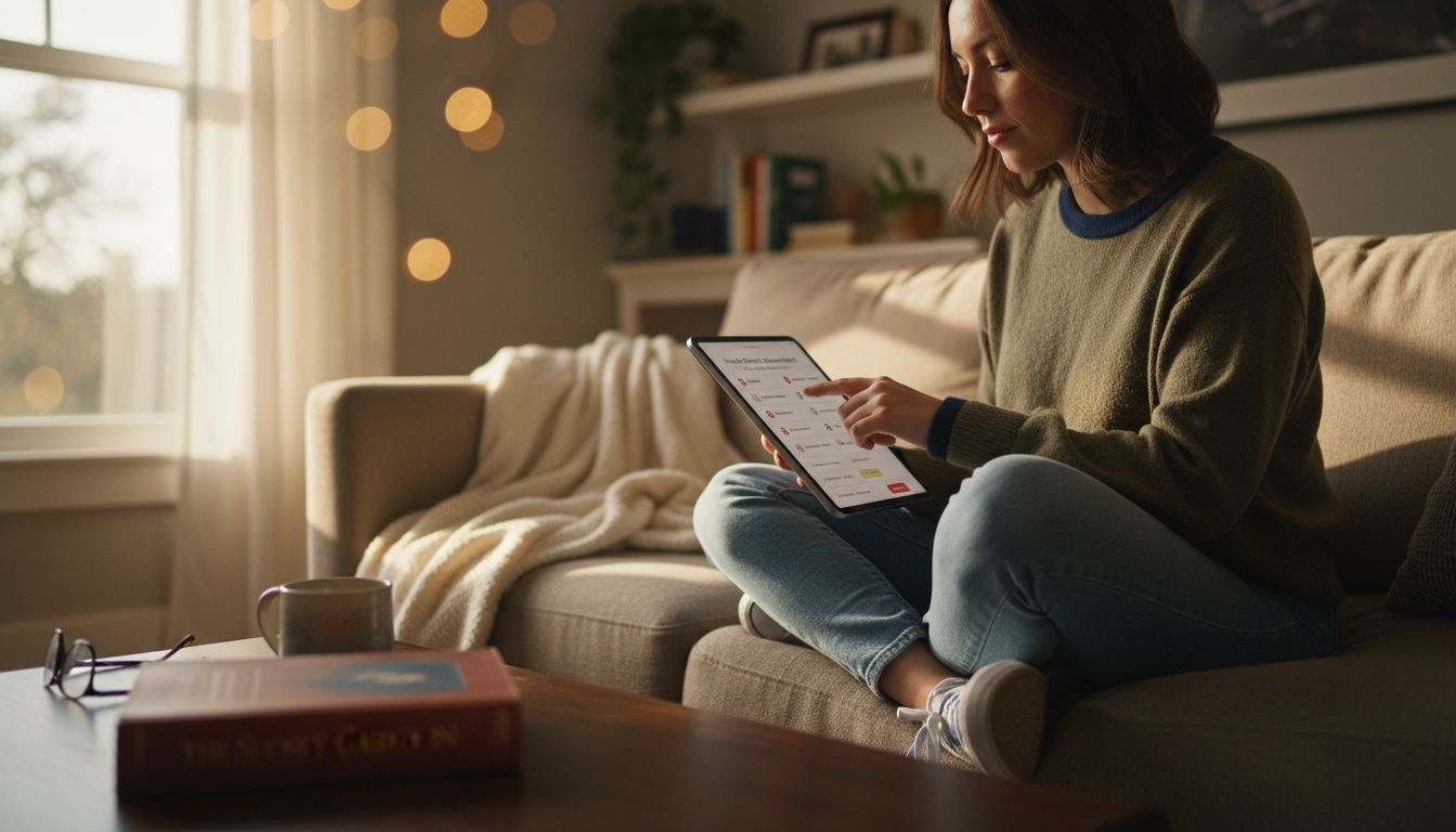 Shopper using Amazon quiz on tablet