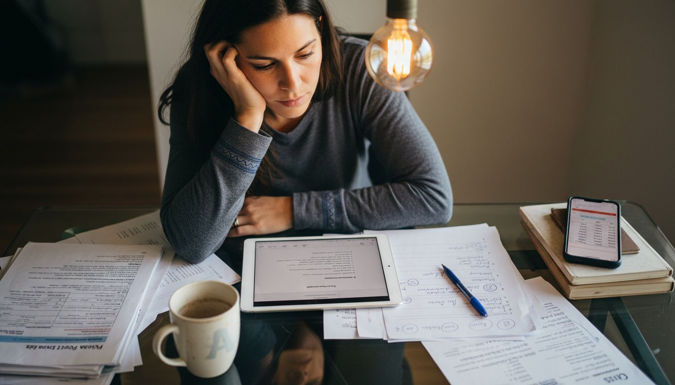 Woman drafting bullet points for Amazon listing