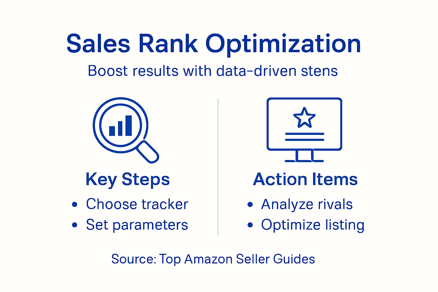 Infographic showing Amazon sales rank optimization steps