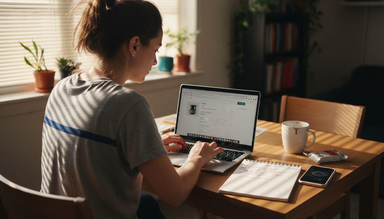 Woman editing Amazon product listing