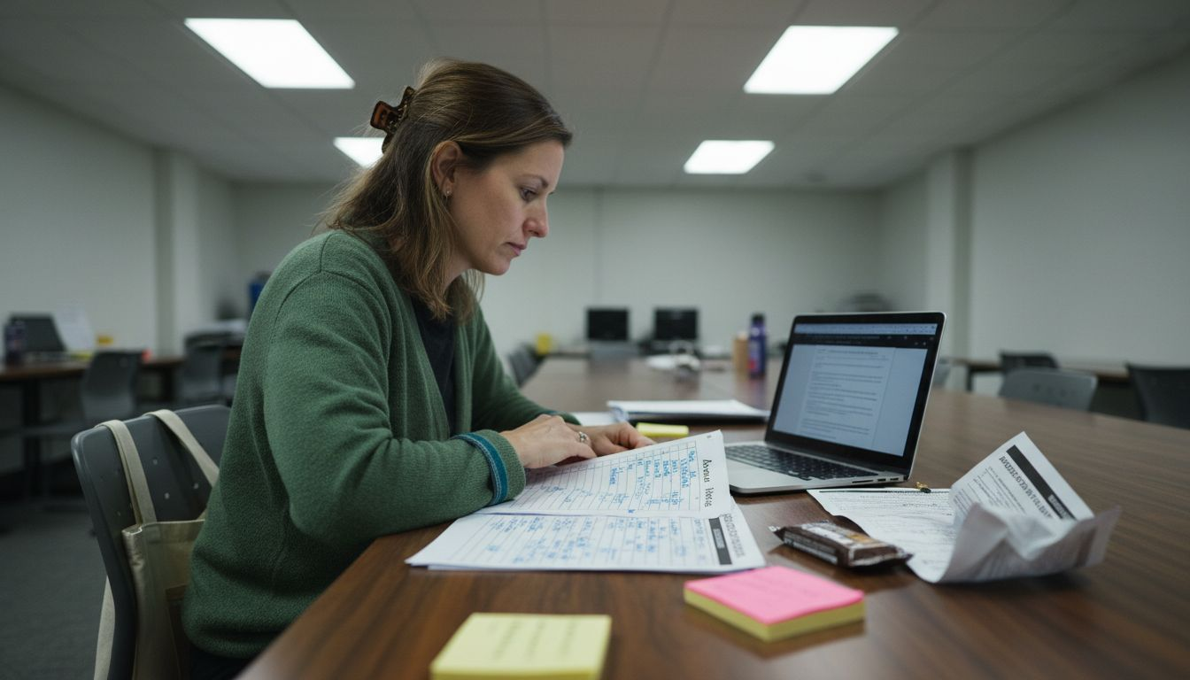 Woman reviewing Amazon product content checklist
