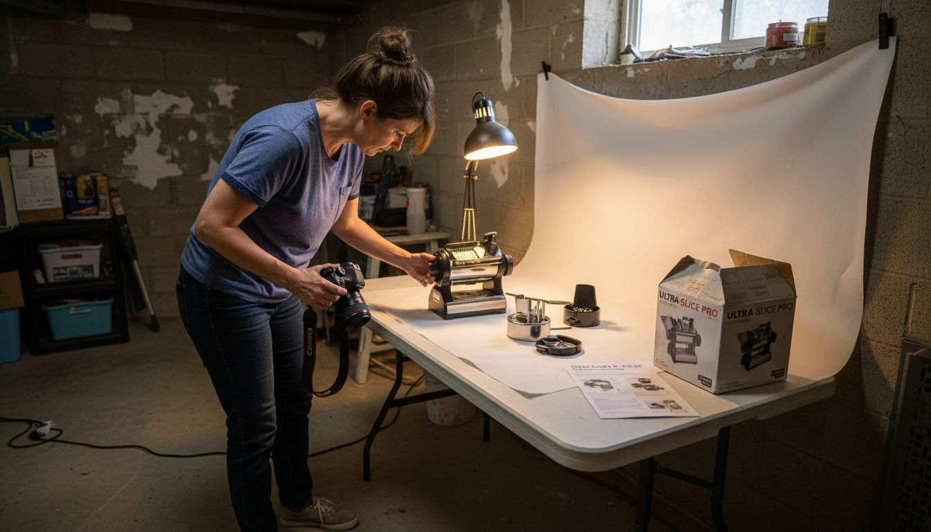 Photographer setting up Amazon product photo
