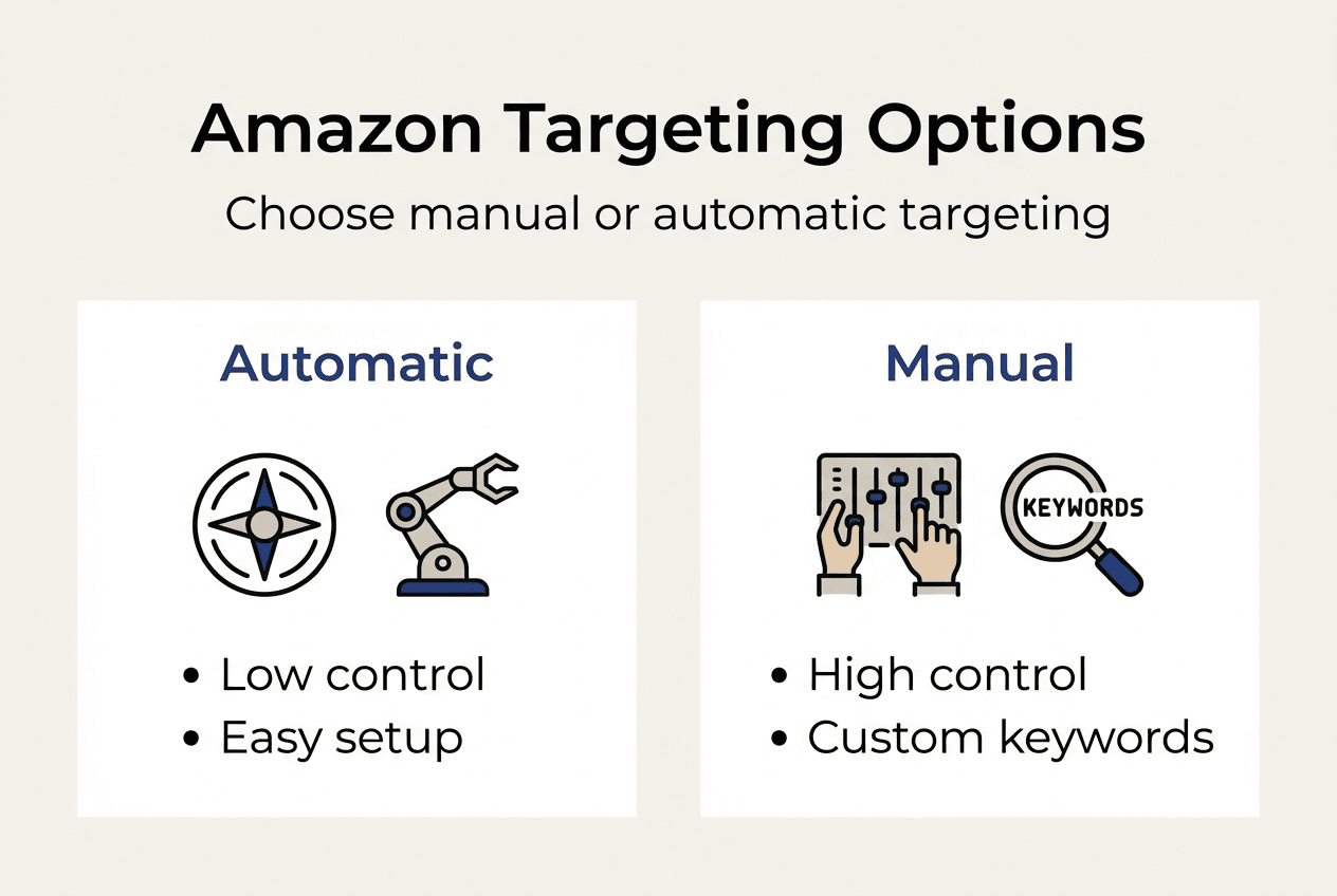 Infographic comparing Amazon targeting options