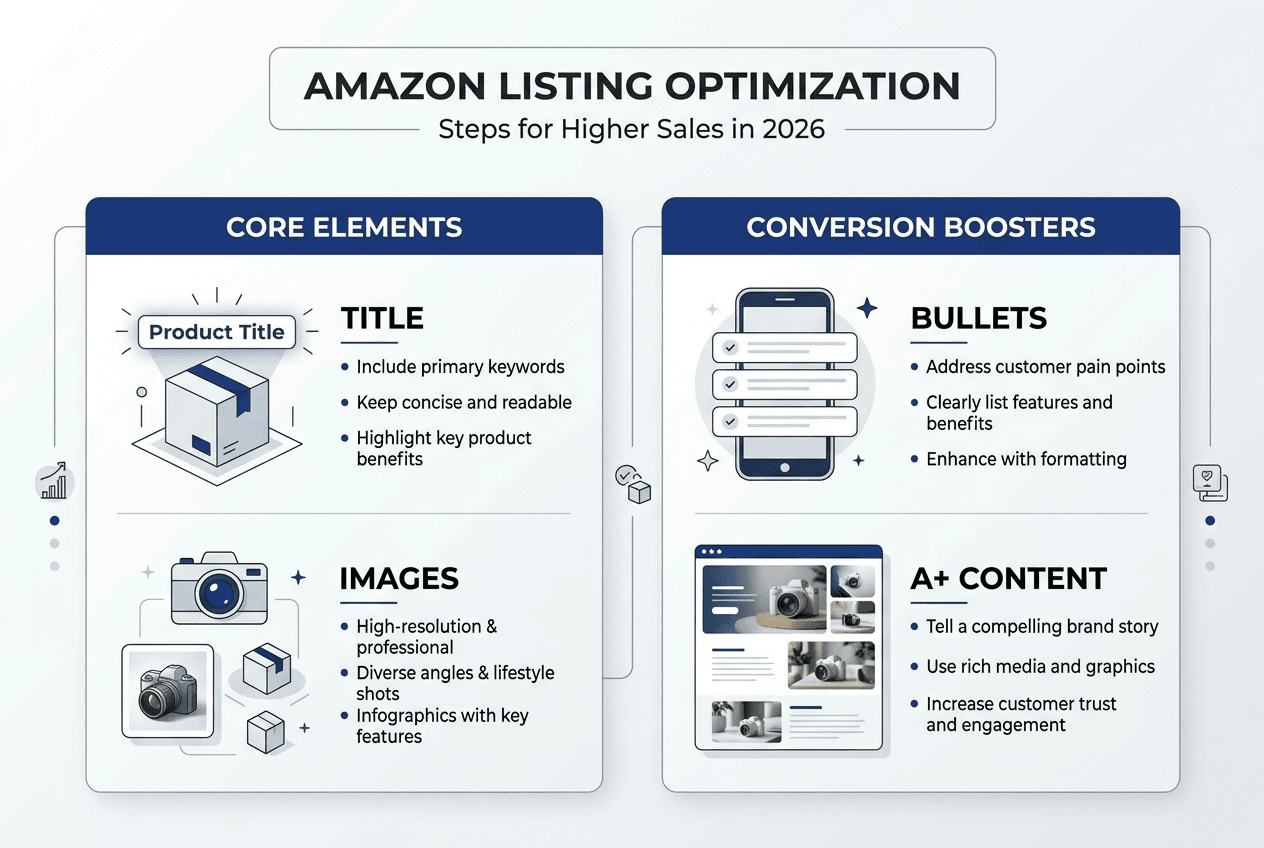 Infographic steps for Amazon sales optimization