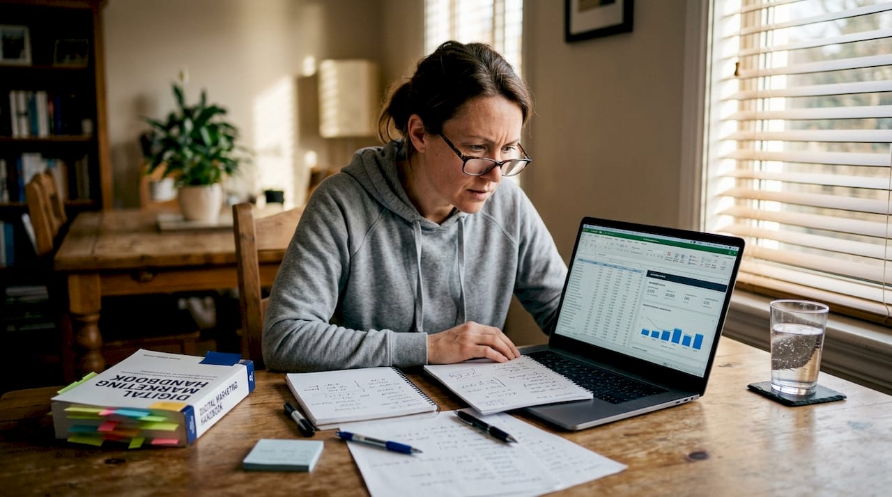 Woman analyzing Amazon SEO keyword research
