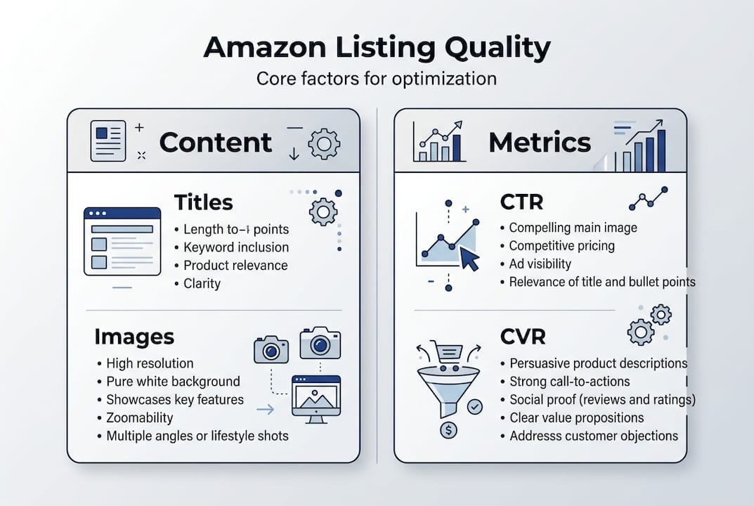 Infographic summarizing Amazon listing quality factors