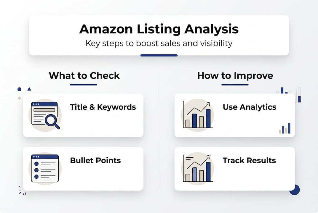 Infographic of key Amazon listing analysis steps