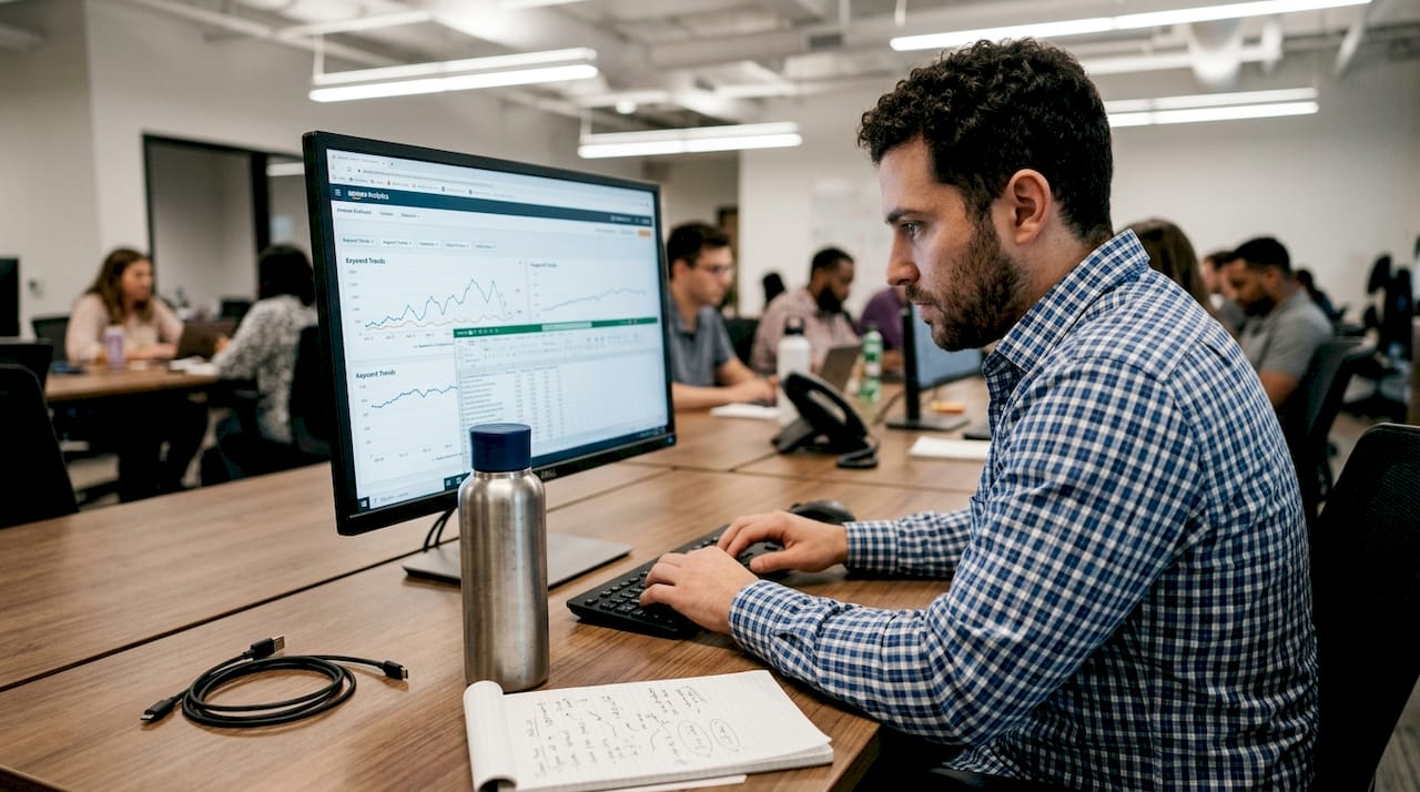 Man reviewing analytics dashboard for Amazon