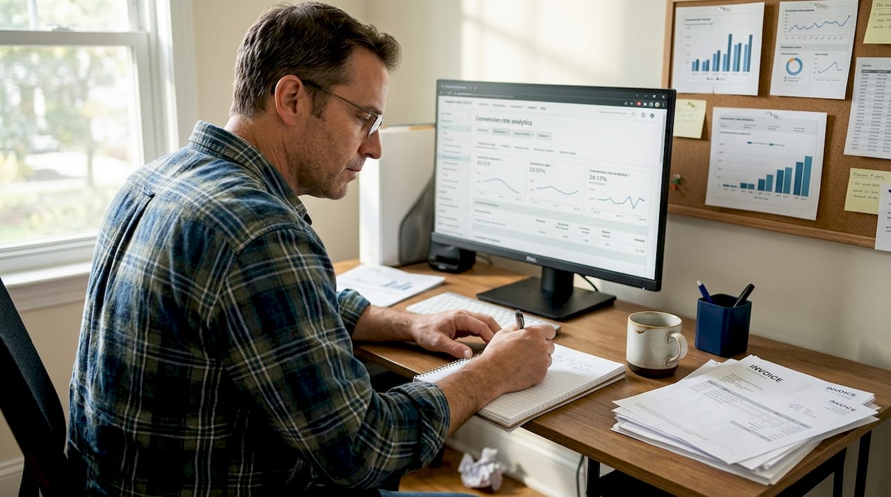Man analyzing Amazon conversion rate data