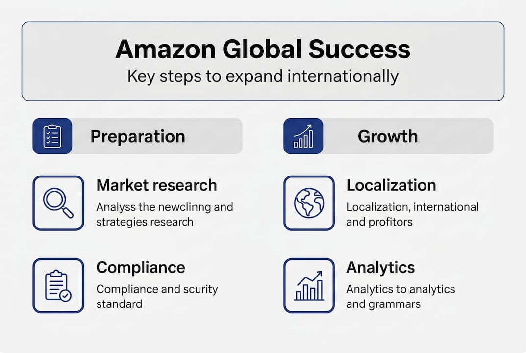 Infographic summarizing Amazon global selling strategy