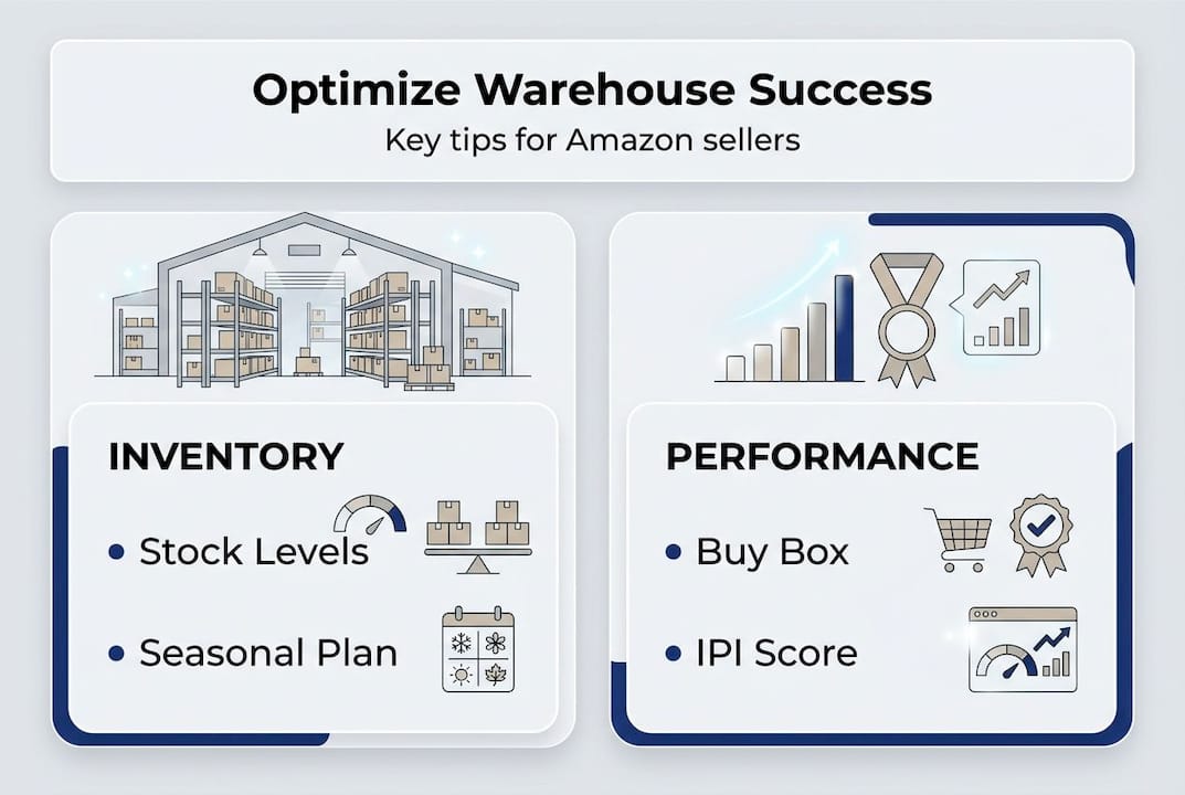 Infographic with warehouse optimization key tips