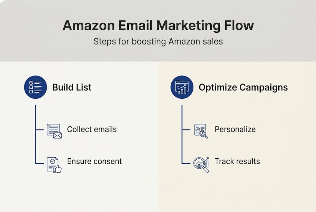 Infographic showing Amazon email marketing steps
