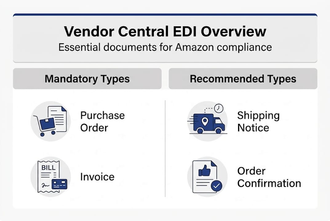 Infographic showing mandatory and recommended EDI types