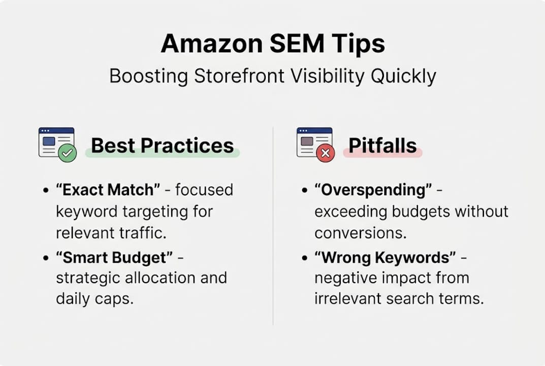 Infographic showing SEM best practices and pitfalls