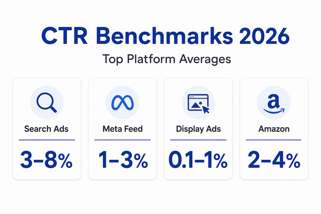 Infographic showing top CTR benchmark stats