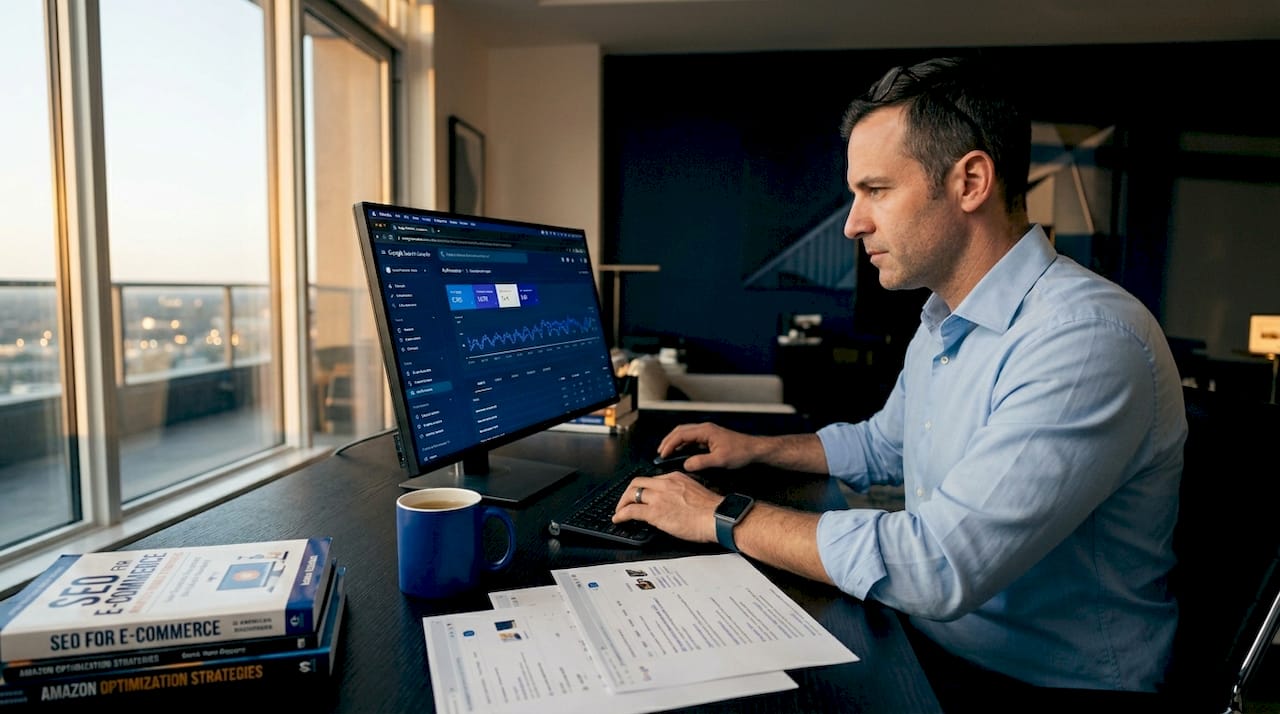 Analyst reviewing search ranking changes