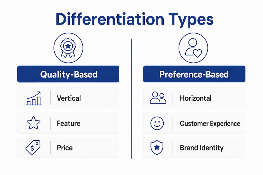Infographic comparing product differentiation types