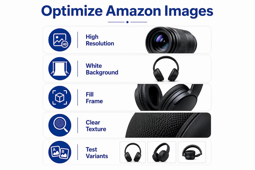 Infographic showing steps for product image optimization