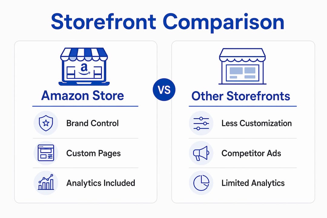 Infographic comparing Amazon Store and other storefronts