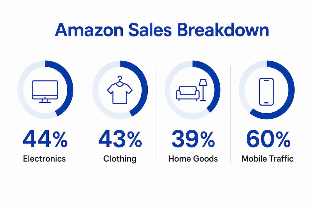 Infographic of Amazon sales percentages by category