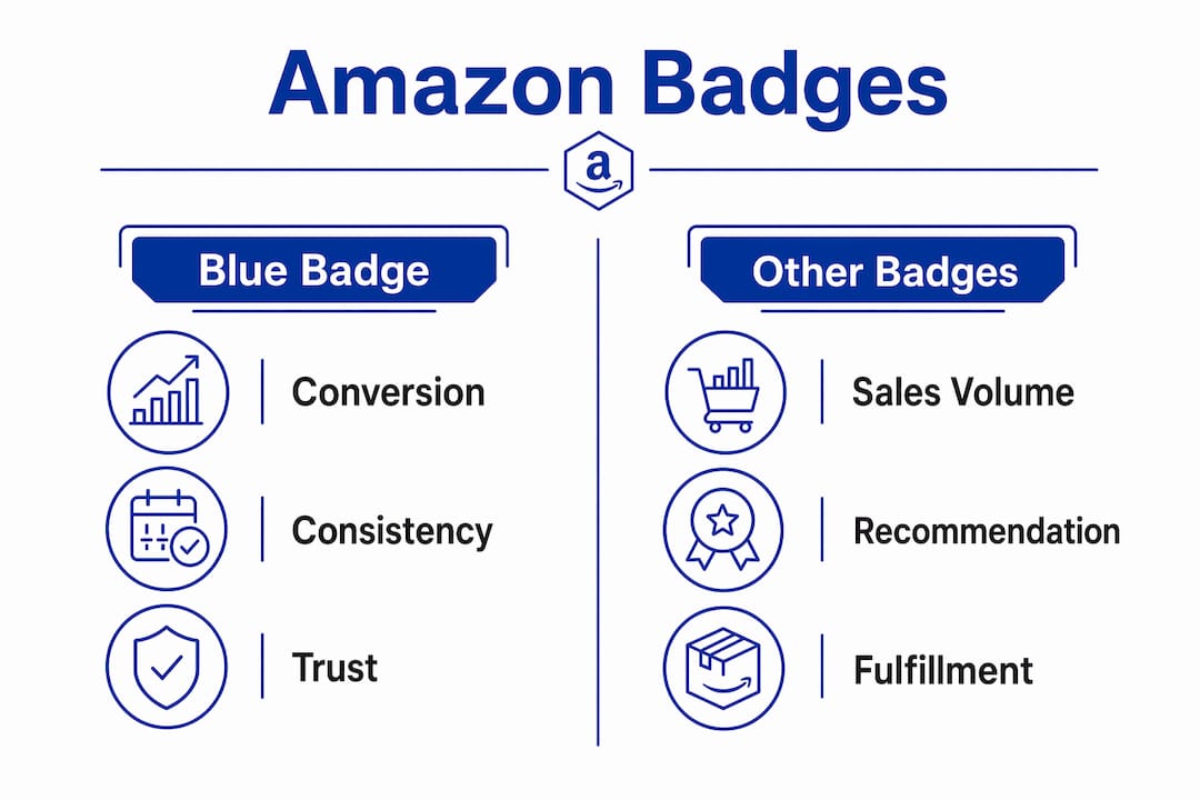 Infographic comparing Amazon blue badge with other badges