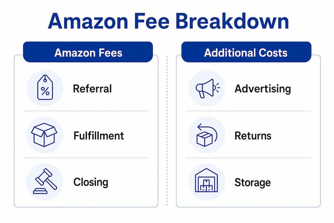 Infographic comparing Amazon fees and extra costs