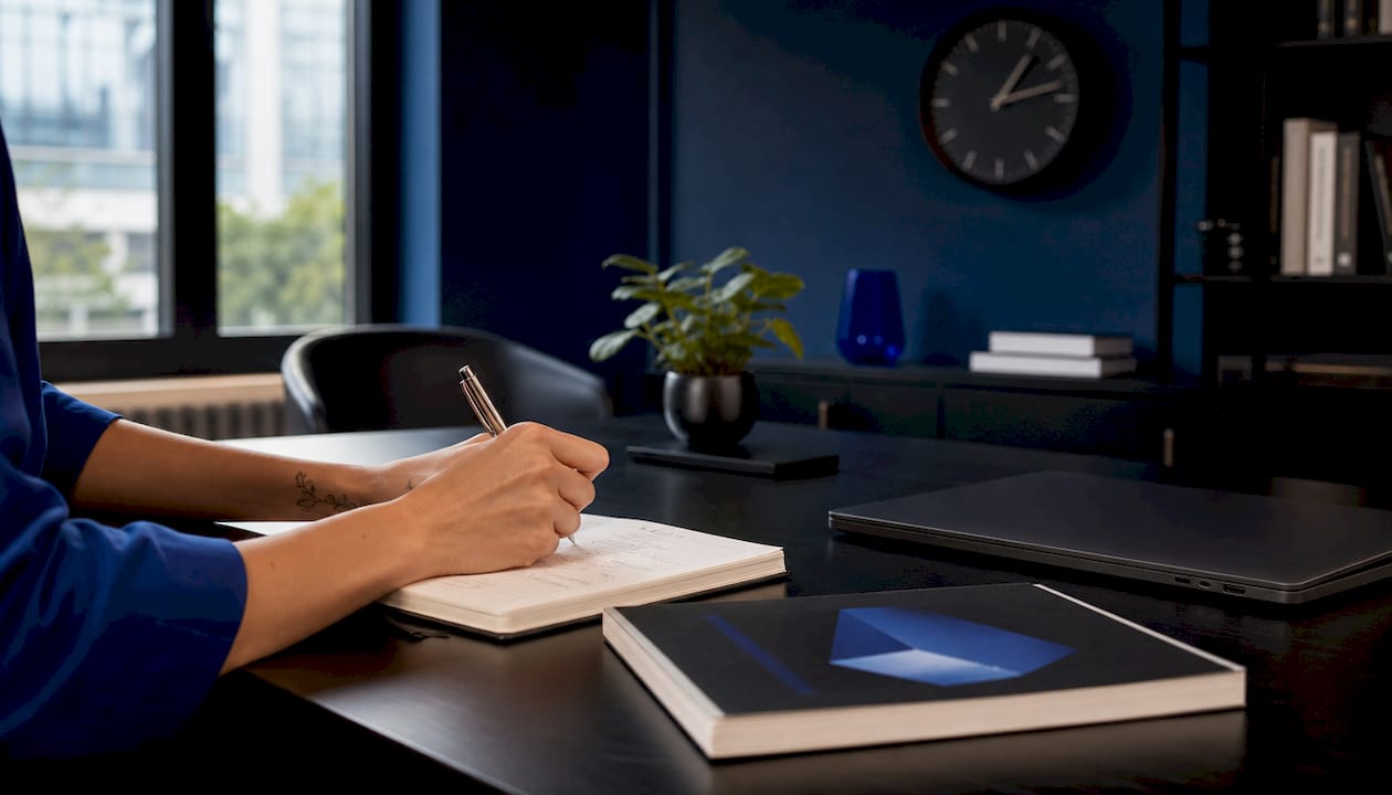 Hands typing beside Amazon product listing checklist