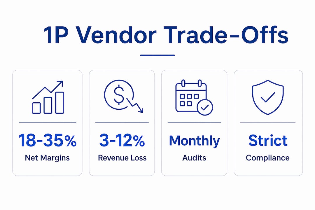 Infographic showing key trade-offs for Amazon 1P vendors